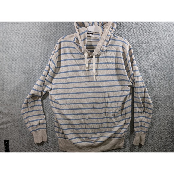 J.Crew Other - J.Crew Mens Large Blue Beige Striped Lightweight Knit Hoodie AX175 SU21